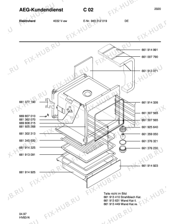 Взрыв-схема плиты (духовки) Aeg 4032V-W - Схема узла Section2
